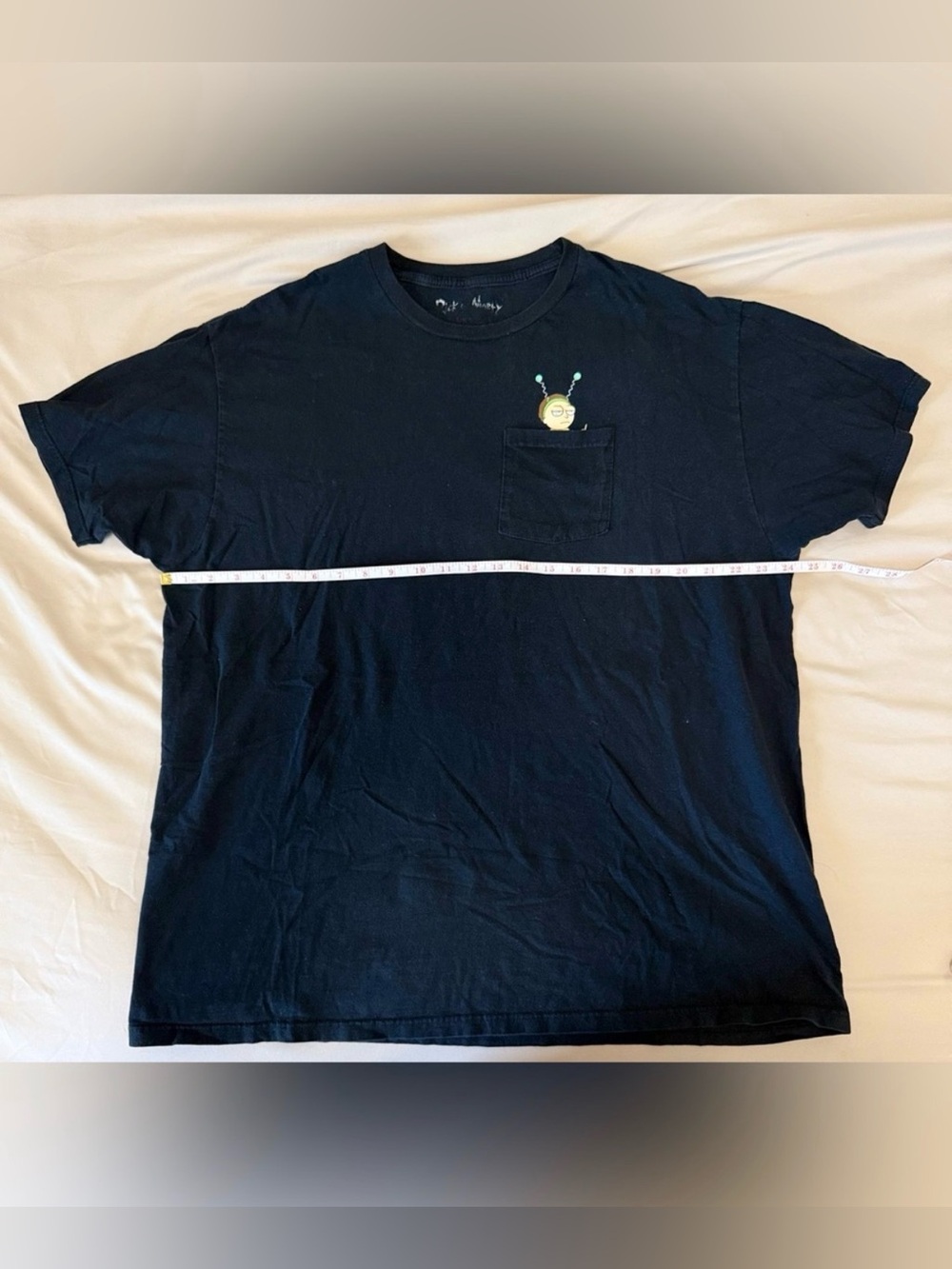 Rick and Morty Black Pocket Graphic T-Shirt Men’s XL Adult Swim Distressed Tee - Picture 6 of 6